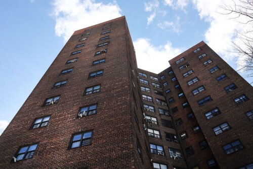 The public housing project the arragut Houses stand in Brooklyn